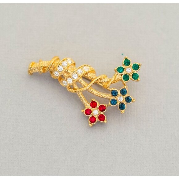 Colorful rhinestone flowers brooch (C5) - Picture 1 of 2